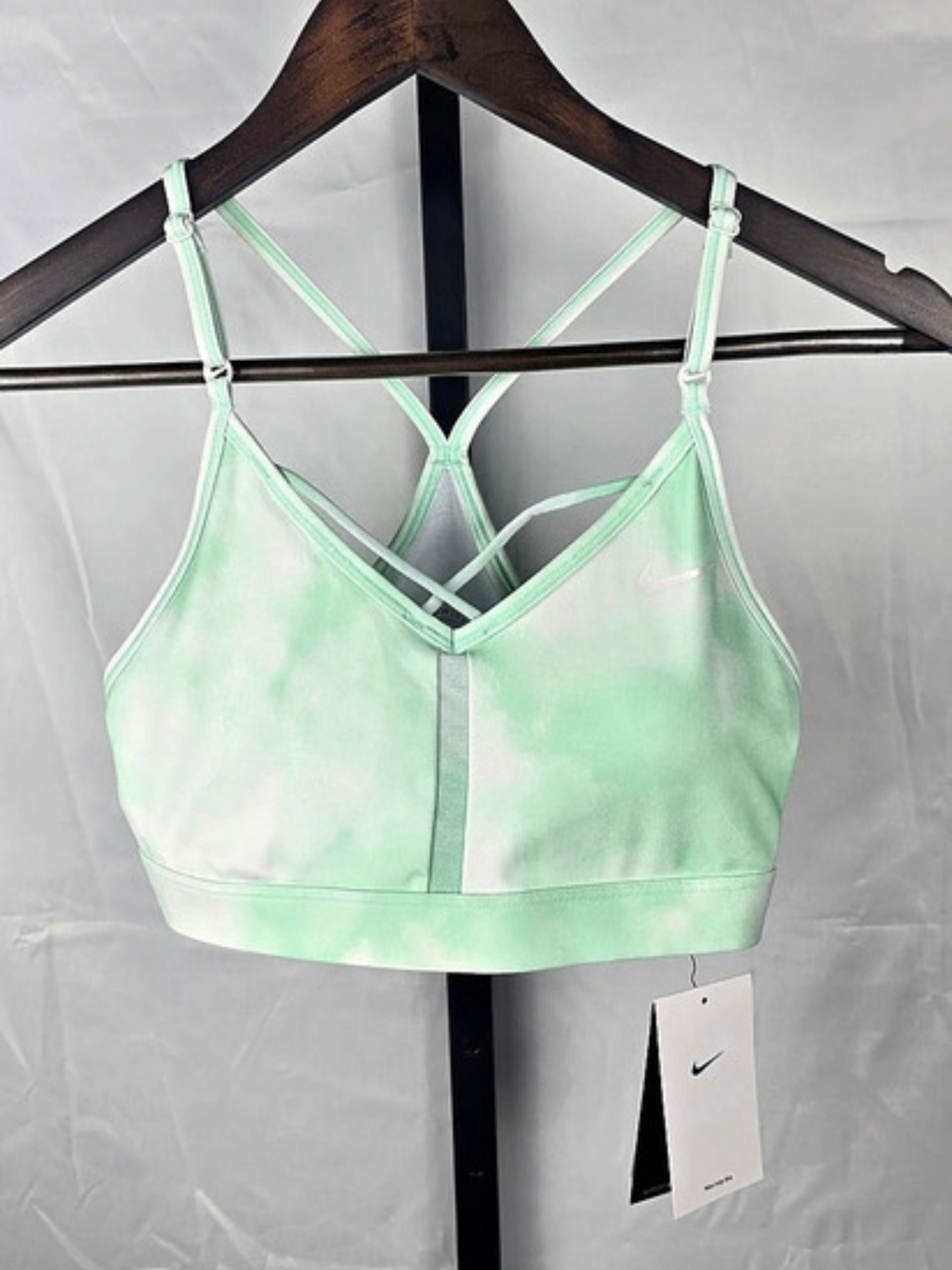 NWT Nike Dri-FIT Indy Icon Clash Strappy Sports Bra - Mint Tie Dye Size Medium